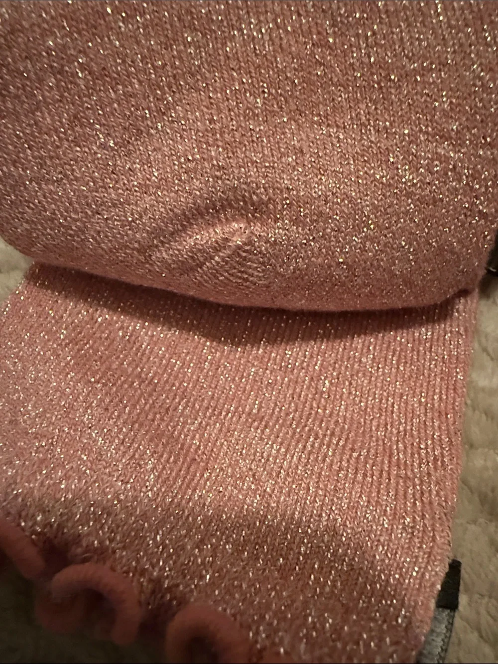 NWT PINK Victoria's Secret Metallic Rose Pink Crew Socks